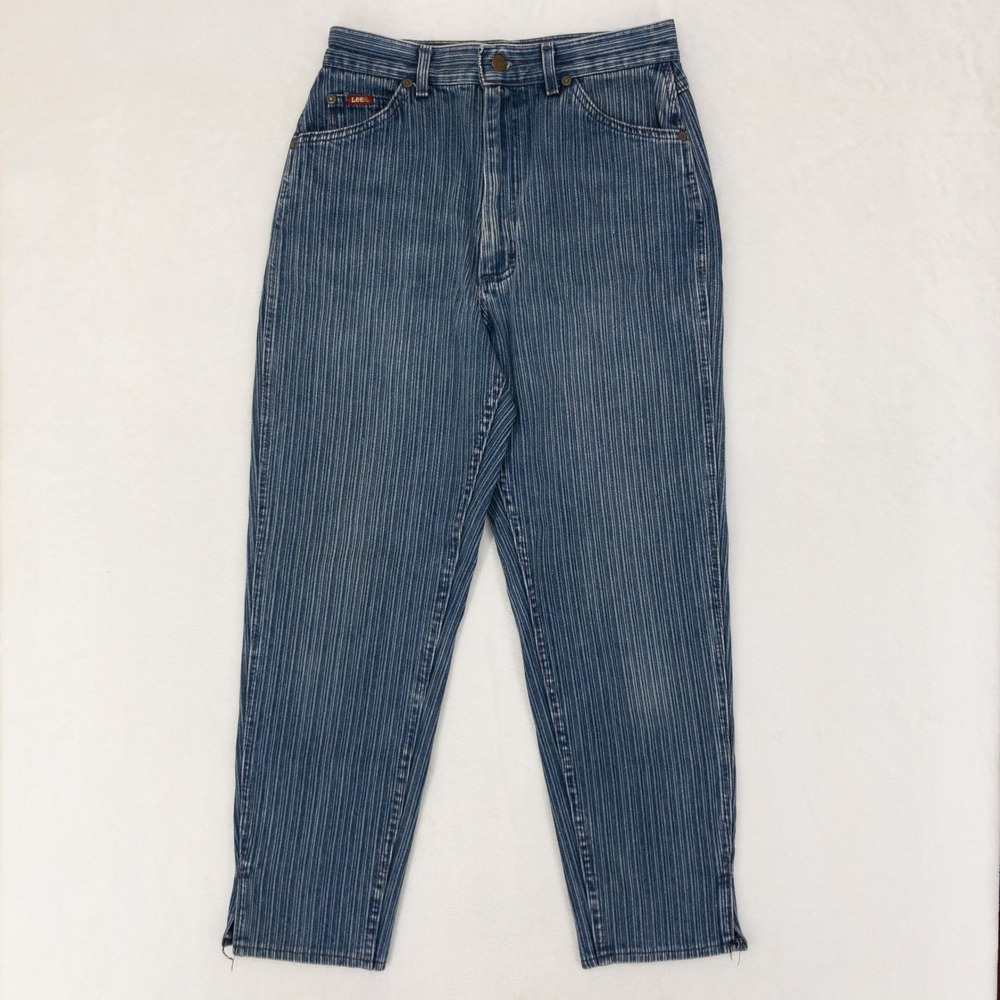 Lee Jeans Womens‎ Juniors Size 13 Blue Striped High Rise USA Railroad Seersucker
